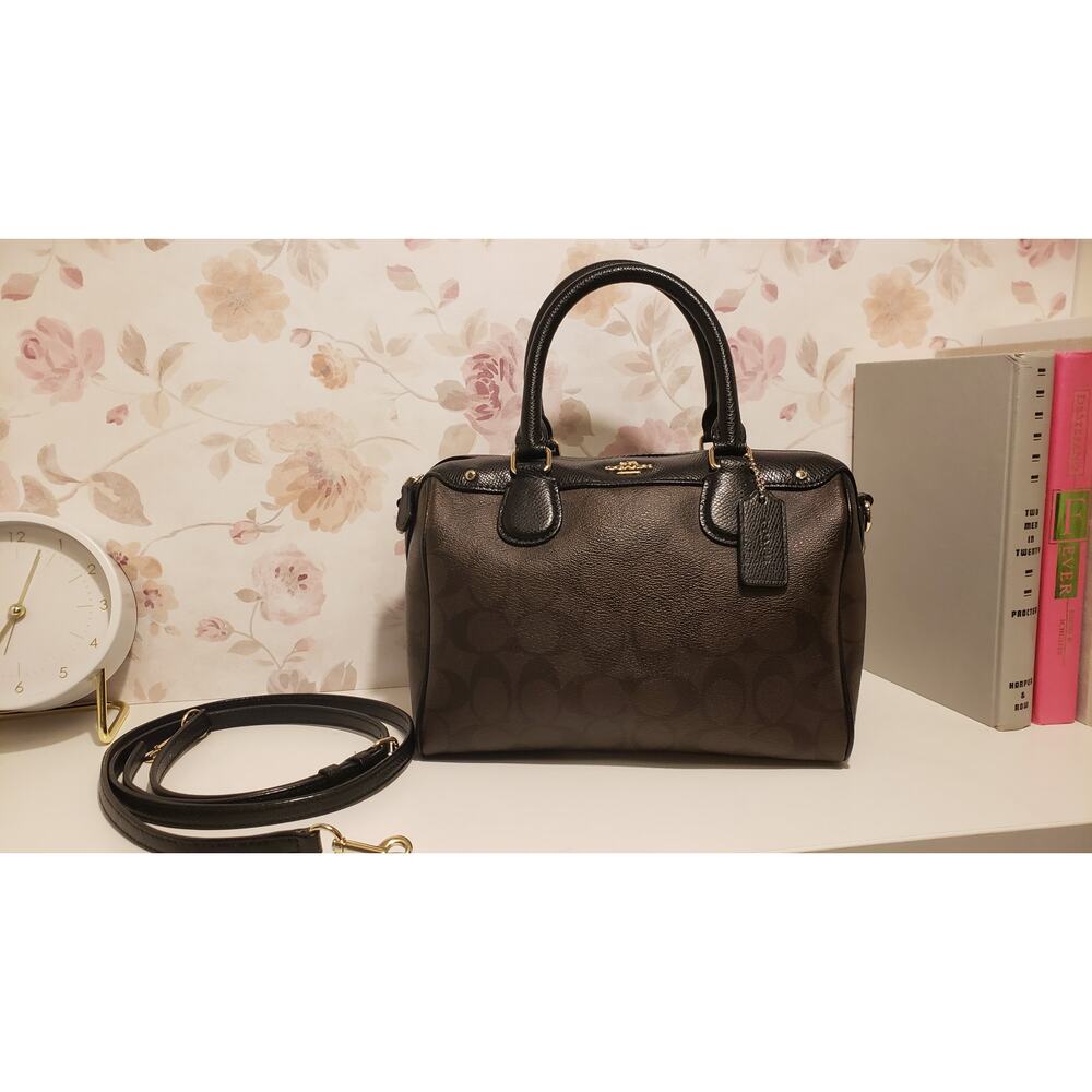 Coach Contemporary Mini Bennett Signature Canvas Leather Satchel Crossbody